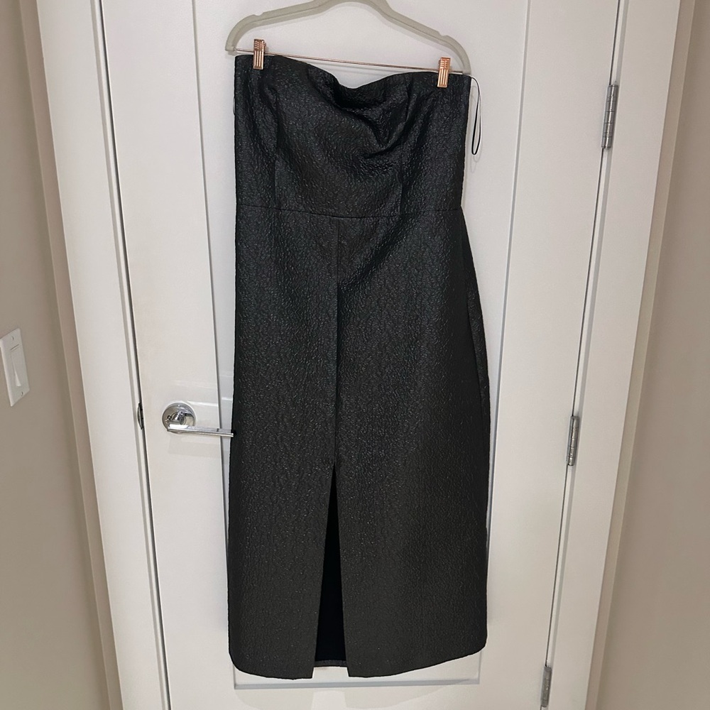 Gray Midi Pencil Skirt Dress with Slit